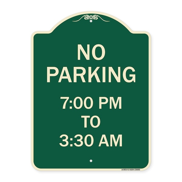 Signmission No Parking 7-00 Am to 3-30 Pm Heavy-Gauge Aluminum Architectural Sign, 24" x 18", G-1824-23603 A-DES-G-1824-23603 - main